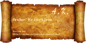 Ander Krisztina névjegykártya